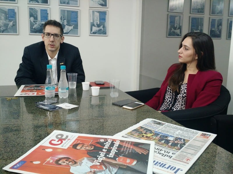 Fernando Fagundes Milagre e Tatiele Zancheta, em visita ao JC