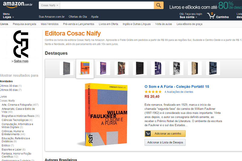 Amazon passa a vender com exclusividade todos os livros dispon�veis no estoque da Cosac Naify