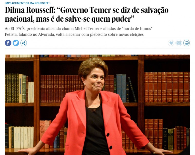 Dilma em entrevista ao jornal espanhol acenou mais uma vez com a possibilidade de realizar um plebiscito