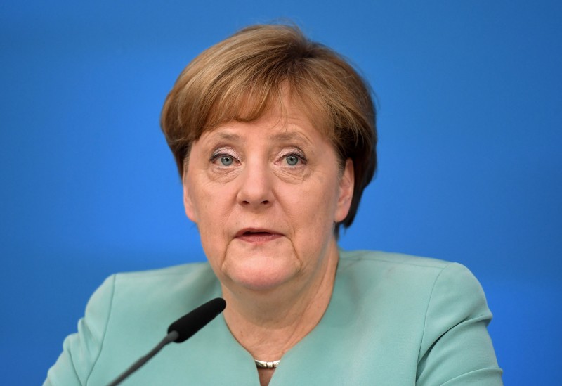 German chancellor Angela Merkel attends a press conference in Potsdam, eastern Germany, on June 25, 2016. German Chancellor Angela Merkel said that Britain's exit talks should not 