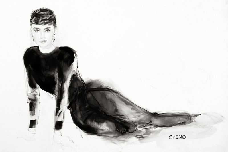 Mostra Divas do Ecran tem a atriz Audrey Hepburn retratada pelo tra�o de Vit�rio Gheno