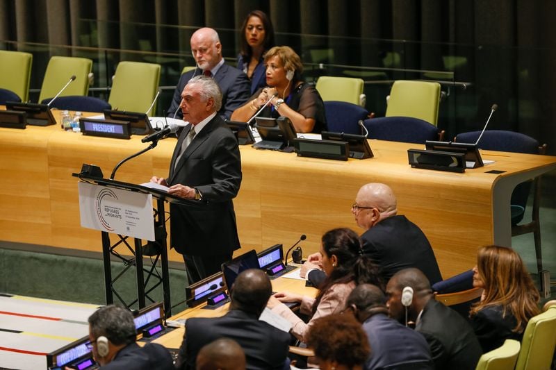 Temer discursou na sess�o plen�ria da Reuni�o de Alto N�vel sobre Grandes Movimentos de Refugiados e Migrantes na ONU