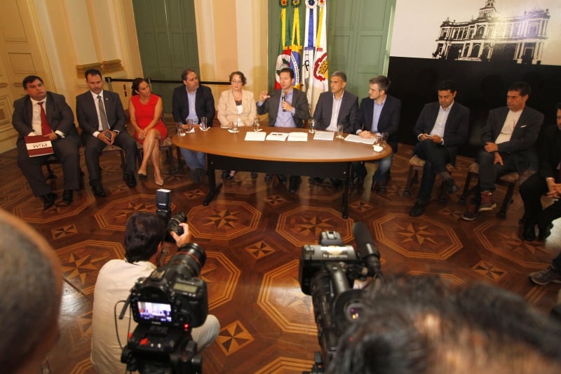 Coletiva de imprensa onde o prefeito Nelson Marchezan Jr. apresenta novos secretários da
Prefeitura Municipal de Porto Alegre 