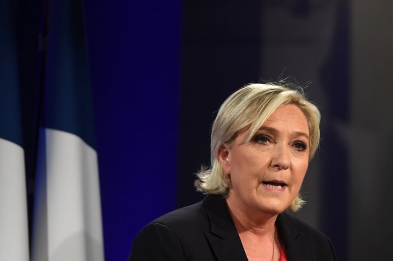 French presidential election candidate for the far-right Front National (FN) party Marine Le Pen delivers a speech in Paris, on May 7, 2017, after the second round of the French presidential election. Marine Le Pen suffered a crushing defeat in France's presidential election, estimates showed today.
ALAIN JOCARD / AFP